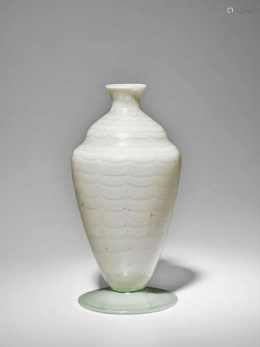 Carlo Scarpa (1906-1978); attributed to Lattimo Fenicio Vase 1928-29 for MVM Cappellin, model no. 5936, acid stamp 'MVM Cappellin Murano' opaque pagliesco decoro fenicio glass height 8 1/4in (21cm)