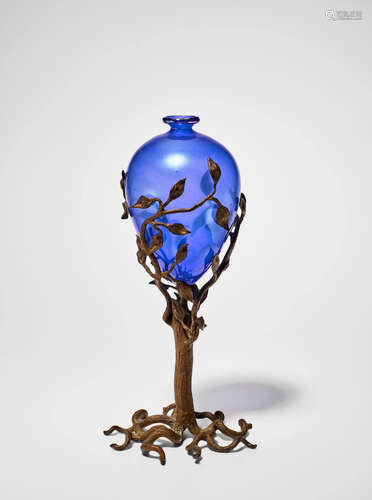 Umberto Bellotto (1882-1940); attributed to Miniature Vase circa 1920 blown glass, wrought iron height 7 1/4in (18.5cm); diameter 3 1/2in (9cm)