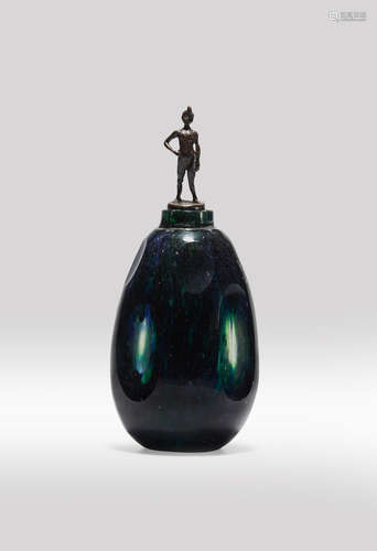 Hans Stoltenberg Lerche (1867-1920) Scent Bottle circa 1910 for Vetreria Fratelli Toso, internally decorated glass, patinated bronze height 6 1/2in (16.5cm); diameter 2 1/2in (6.5cm)