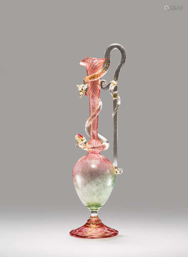 Salviati & C. (founded 1877) Vase with Serpent circa 1890 blown and applied glass with applied gold foil height 13 3/4in (35cm); width 3 1/2in (9cm)