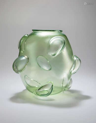 Professor Vittorio Donà Vase circa 1932 for S.A.I.A.R. Ferro-Toso & C., blown glass with iridized surface height 11 1/4in (28.5cm); width 12in (30.5cm); depth 11in (28cm)