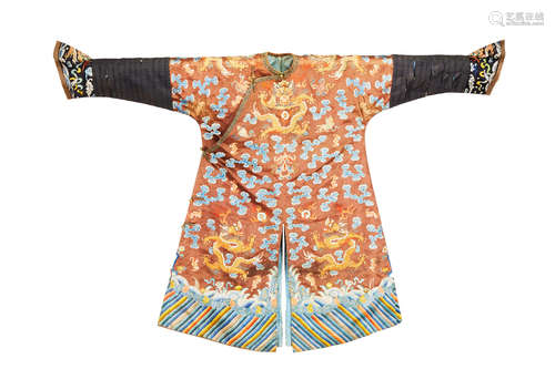 A CHINESE silk embroidered CHILD's court robe, Jifu circa 1850