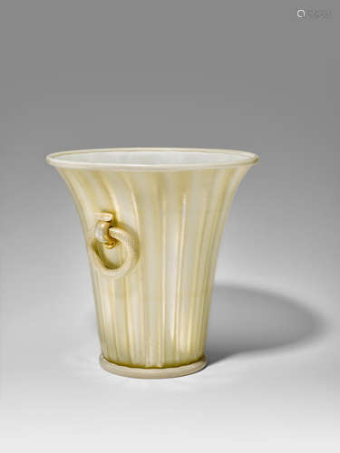 Ercole Barovier (1889-1974) Twin-Handled Vase 1956-57 for Barovier and Toso, opaque glass with gold leaf application height 12 1/4in (31cm)