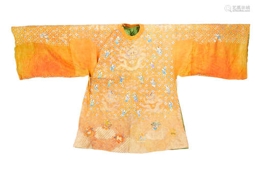 A CHINESE WOMAN'S EMbroidered silk wedding robe, Mang'ao Late 19th Century