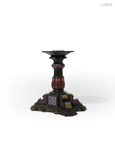 Antonio Salviati (1816-1890) Important Unique Table Base circa 1865 black marble inlaid with opaque polychrome and aventurine glass height 29in (74cm); width 27in (68.5cm); depth 19in (48cm)