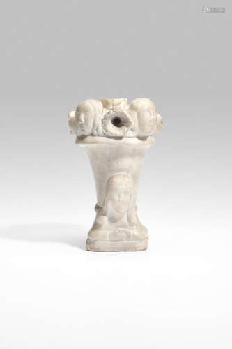 American Folk Art Urn circa 1850 carved marble height 7 1/2in (19cm); diameter 5 1/4in (14cm)