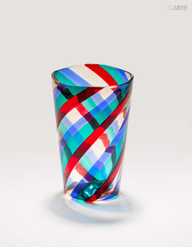 Fulvio Bianconi (1915-1996) Fasce Ritorte Vase circa 1955 for Venini, model no. 4410, blown glass, acid stamp 'venini murano italia' height 8 1/2in (21.5cm); diameter 5 1/2in (14cm)