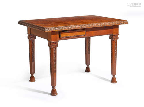 Louis C. Tiffany (1848-1933) for Associated Artists; attributed to Center Table circa 1885 carved hardwood, with two diagonally opposed drawers height 29in (73.5cm); width 42in (106.5cm); depth 28in (71cm)