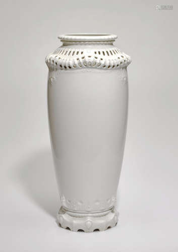 Emil Rutter (1874-1957) Large Vase designed 1909 for Berlin (KPM), porcelain with molded and pierced decoration height 22 1/4in (56.5cm); diameter 9in (23cm)