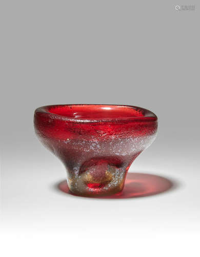 Carlo Scarpa (1906-1978) Small Corroso Vase circa 1936 for Venini, model no. 4111, corroso glass with iridized surface height 2 1/2in (6.5cm); diameter 4in (10cm)