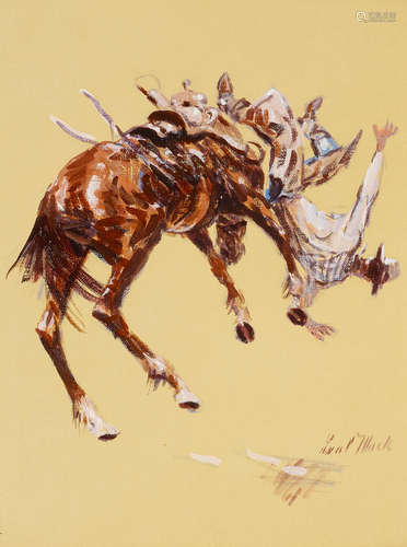 Leal Mack (1892-1962) Bucking Bronco No. 1, 2, 3 (a group of 3) each 15 x 11in each framed 22 x 18in