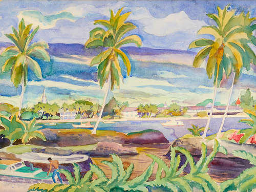 Robert Eskridge (1891-1975) Hawaiian landscape 22 x 30in framed 28 1/4 x 35 3/4in