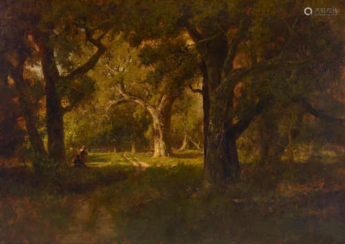 William Keith (1838-1911) Amidst the Oaks 38 x 54in framed 52 x 68in