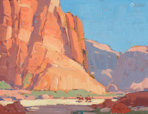 Edgar Payne (1883-1947) Canyon de Chelly with riders 10 x 13in framed 16 x 19in