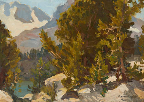 Edgar Payne (1883-1947) A view down to a Sierra lake 12 x 16in framed 19 x 23in