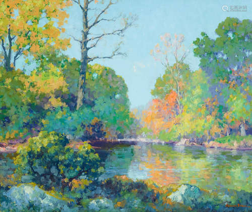 Maurice Braun (1877-1941) Late Autumn (Mountain Lake) 25 x 30in framed 33 x 38in