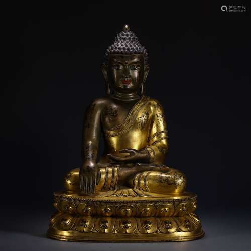 A Chinese Bronze Ormolu Gautama Buddha Statue