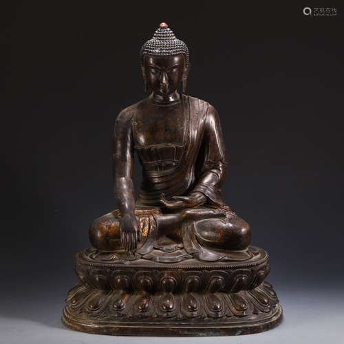 A Chinese Bronze Ormolu Gautama Buddha