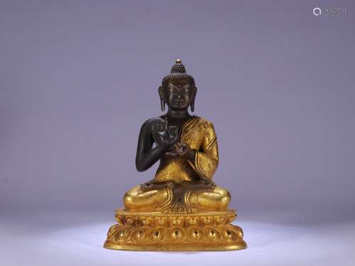 A Chinese Bronze Ormolu Gautama Buddha Statue