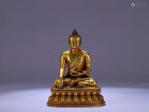 A Chinese Bronze Ormolu Buddha Statue