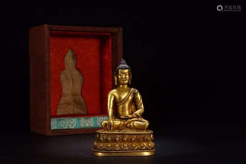 A Chinese Bronze Ormolu Gautama Buddha Statue