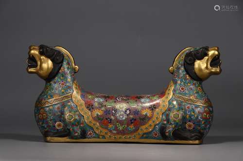 A Chinese Cloisonne Beast Shaping Pillow