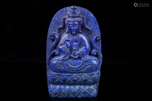 A Chinese Lapis Lazuli Buddha Carving Statue