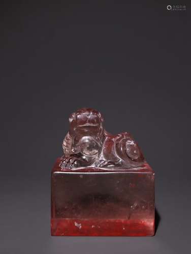 A Chinese Crystal Seal Of Beast Shaping