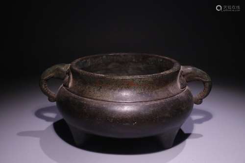 A Chinese Bronze Elephant Shaped Ears Censer