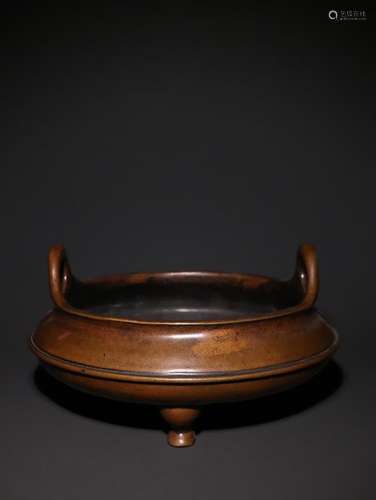 A Chinese Bronze Tripod Censer With Mark