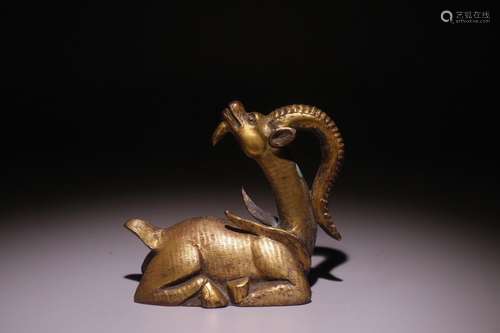 A Chinese Bronze Ormolu Beast Ornament