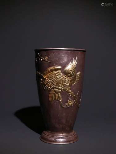 A Chinese Silver Ormolu Pattern Carving Cup