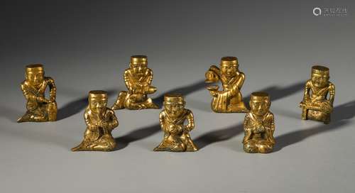 Set Of Chinese Gilt Bronze Figure Ornaments