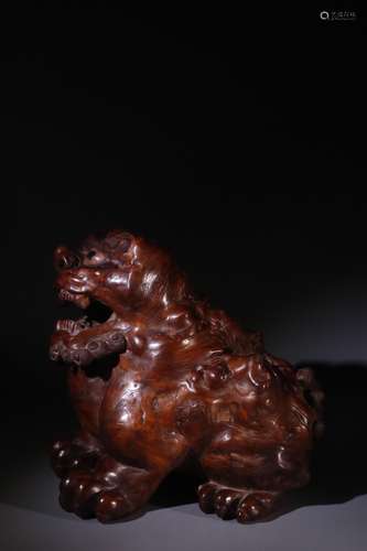 A Chinese Longan Wood Burl Ornament Of Lion Shaping