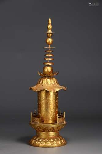 A Chinese Bronze Ormolu Pagoda