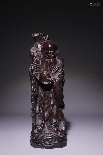 A Chinese Rosewood Figure Statue