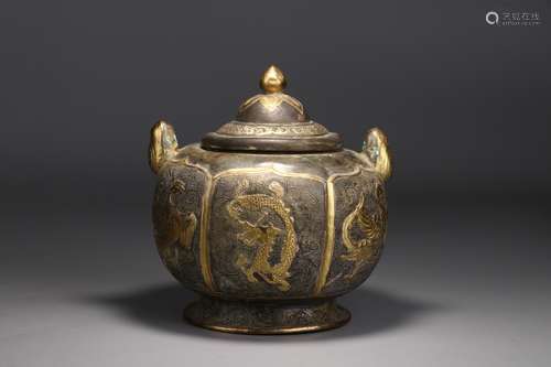 A Chinese Bronze Ormolu Dragon&Phoenix Pattern Jar