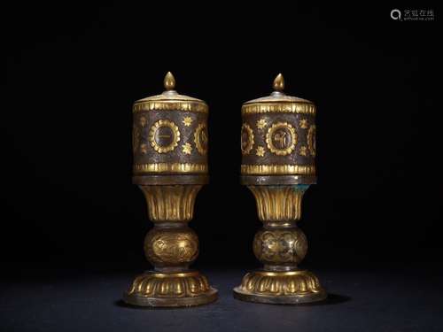 Pair Of Chinese Bronze Ormolu Candle Holders