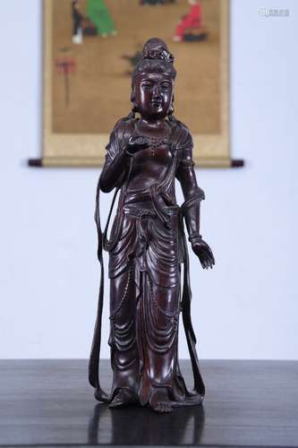 A Chinese Rosewood Guanyin Statue