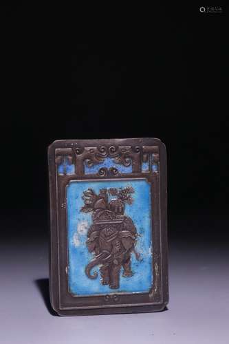 A Chinese Silver Enameled Blue Pendant