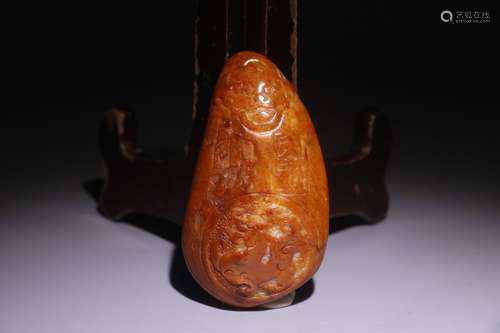 A Chinese Hetian Jade Seed With Dragon Pattern Carving