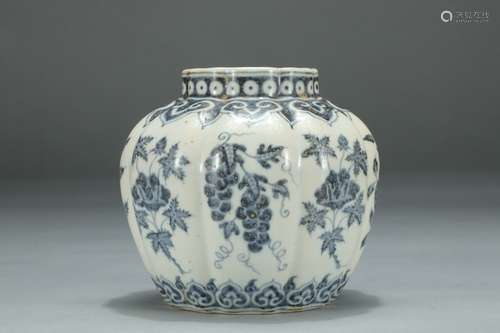 A Chinese Porcelain Blue And White Fruit Painting Jar