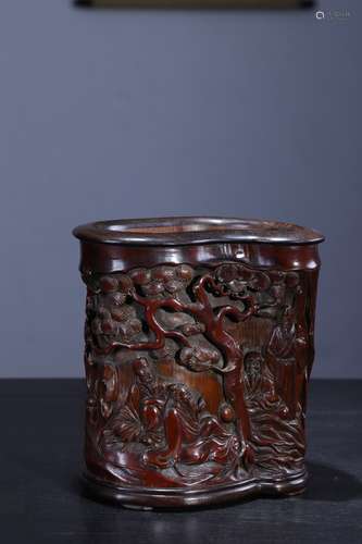 A Chinese Bamboo Figure Carving Brush Pot