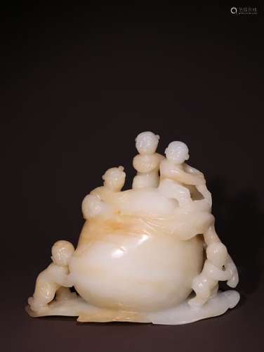 A Chinese Hetian Jade Figure Story Carving Ornament