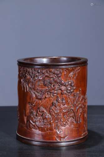 A Chinese Bamboo Figure Carving Brush Pot