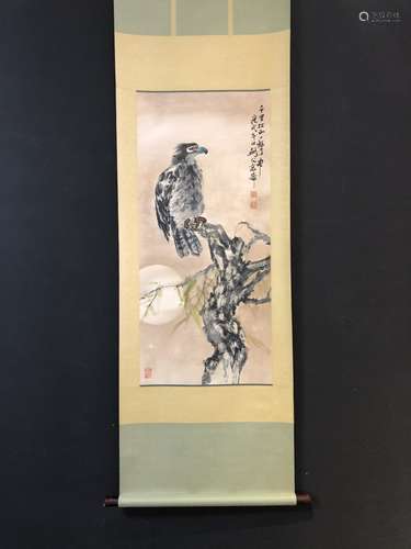 A Chinese Vertical Axis Painting Of Eagle, Gao Jinfu Mark