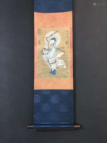 A Chinese Vertical Axis Painting Of Figure, Song Huizong Mark