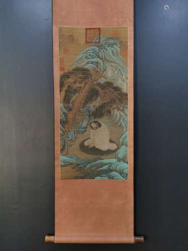 A Chinese Vertical Axis Painting Of Bodhidharma Story, Ding Yunpeng Mark