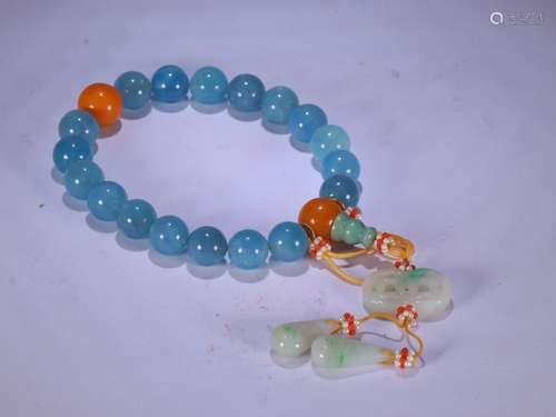 A Chinese Aquamarine Bracelet