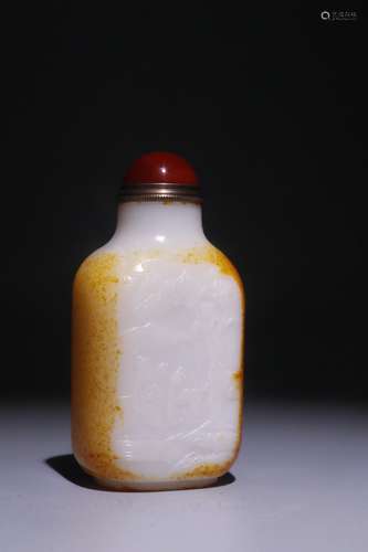 A Chinese Hetian Jade Figure Story Carving Snuff Bottle